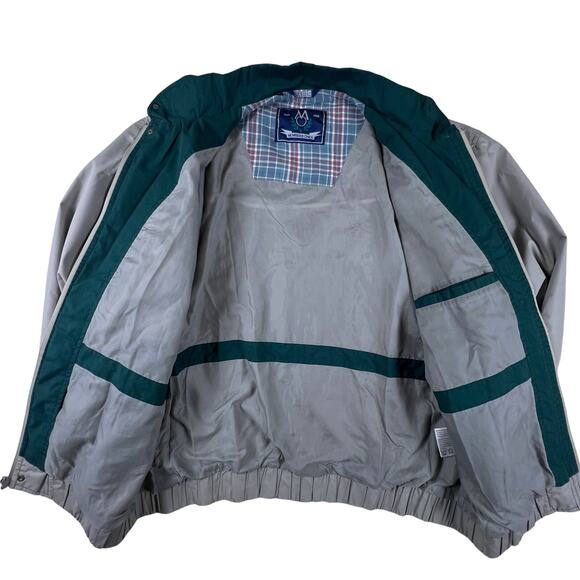 Members Only XLT Jacket | Beige Windbreaker Retro 80s Dadcore Plaid Lined Coat - Picture 5 of 13